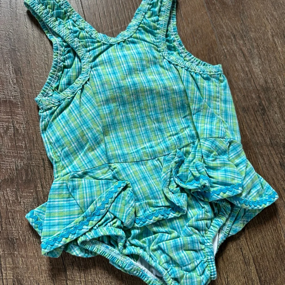 Baby The Bailey Boys One Piece Swimsuit 18 Months Blue Green Plaid Whale Boutiqu